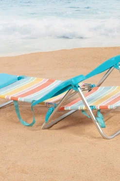 Aktive Silla Plegable De Playa Rayas Multicolor 7 Posiciones, Estructura De Aluminio Y Cojín