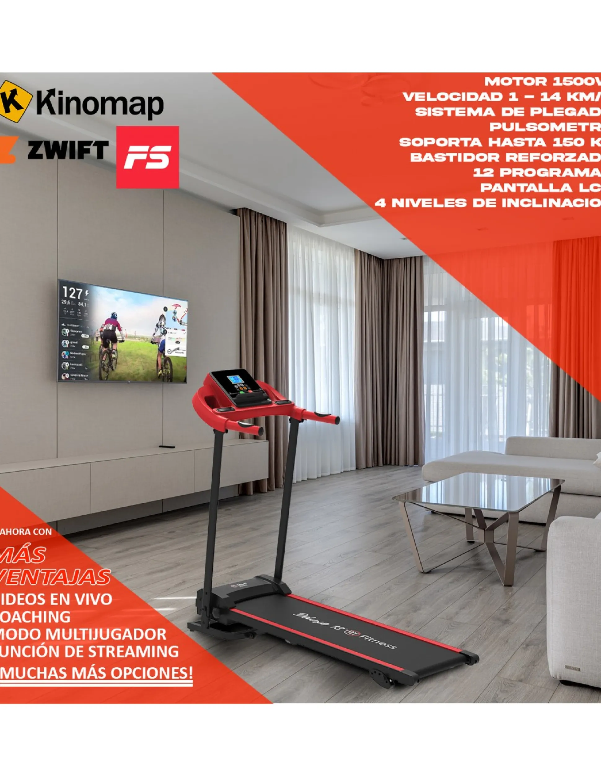 Cinta Correr 1500w Plegable 14km/h