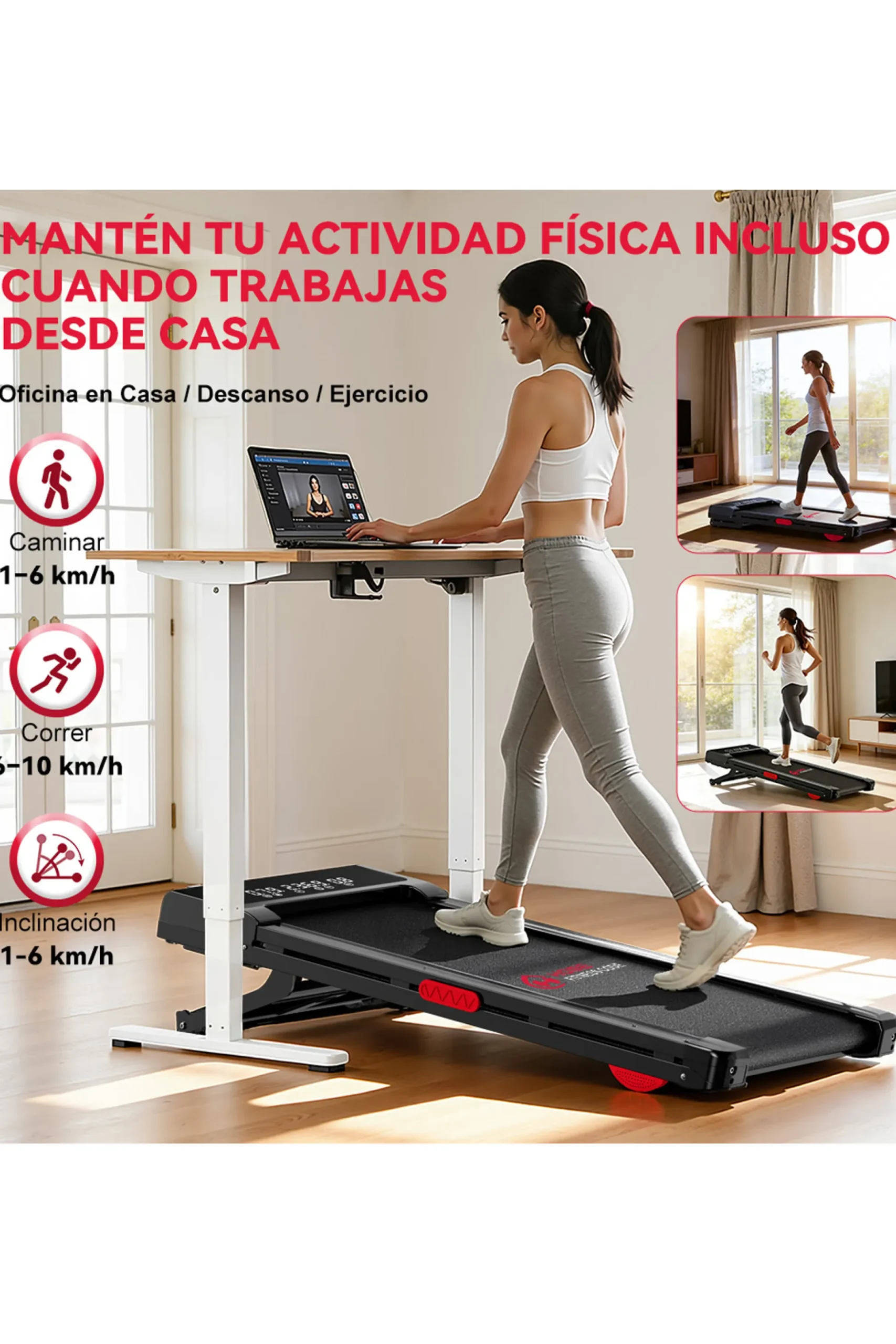 Cinta De Correr Y3, 1-10 Km/h, Inclinación Manual Del 12%