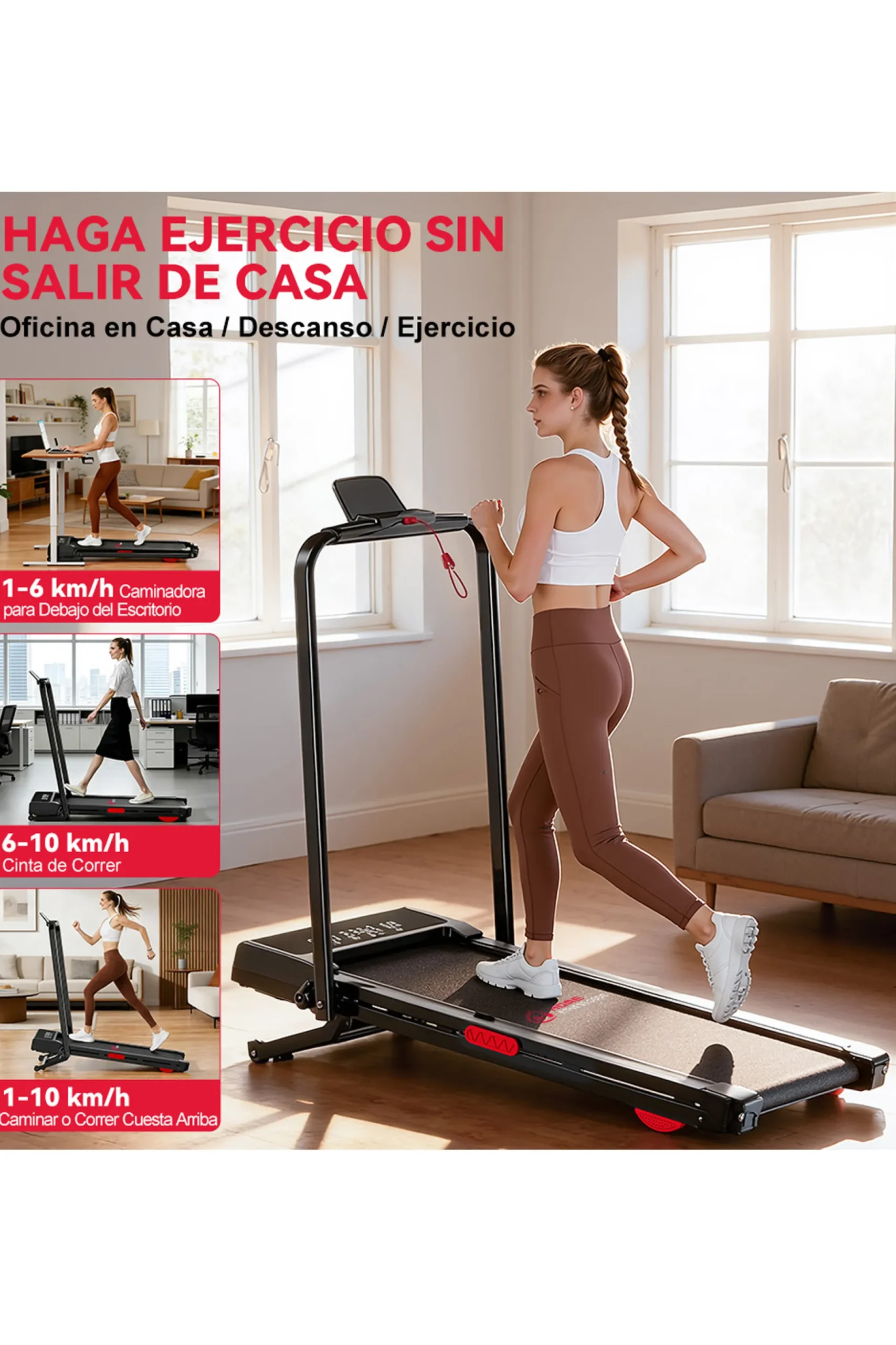 Cinta De Correr Y3, 1-10 Km/h, Inclinación Manual Del 12%