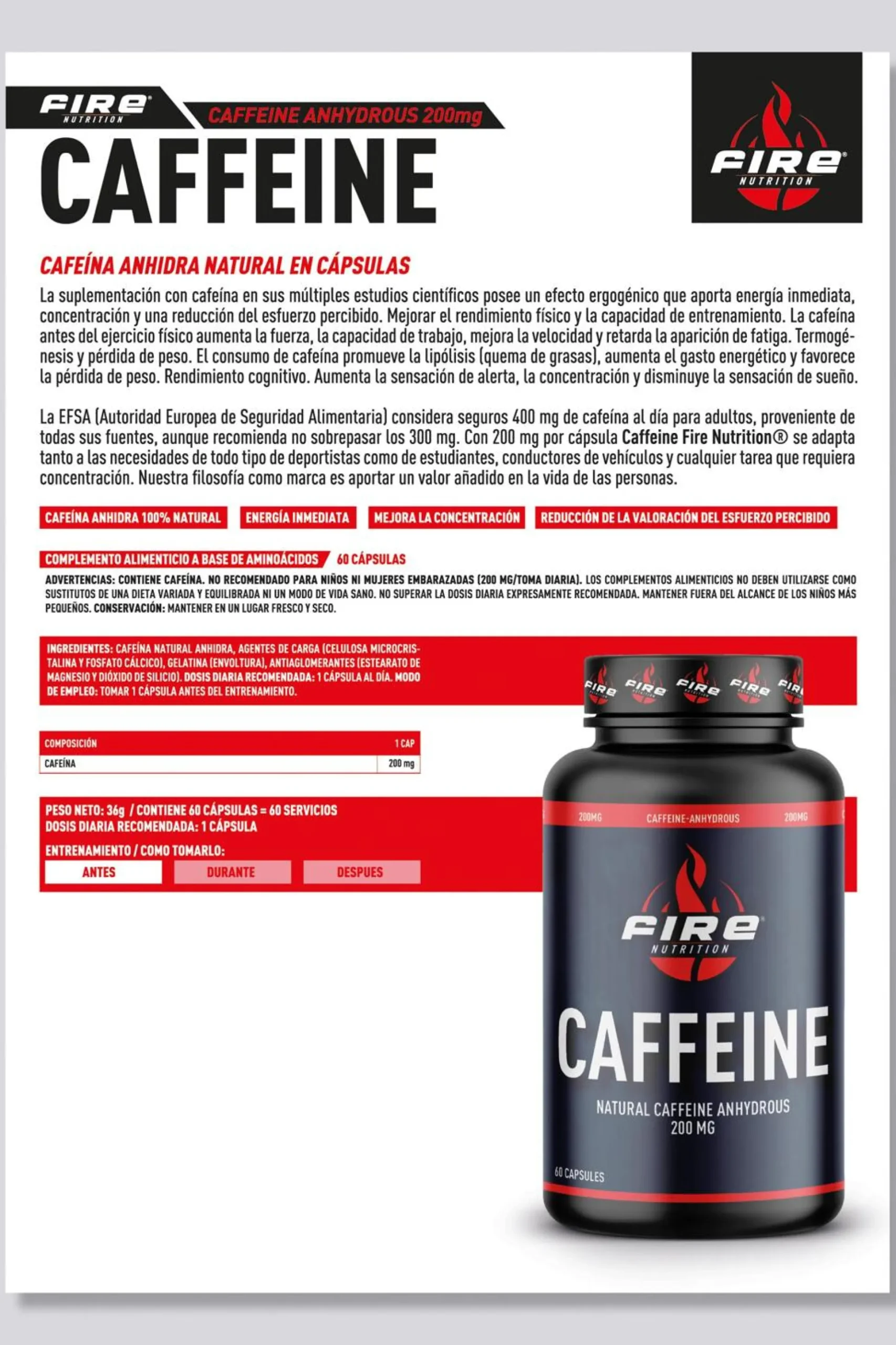 Fire Nutrition Cafeína 60caps