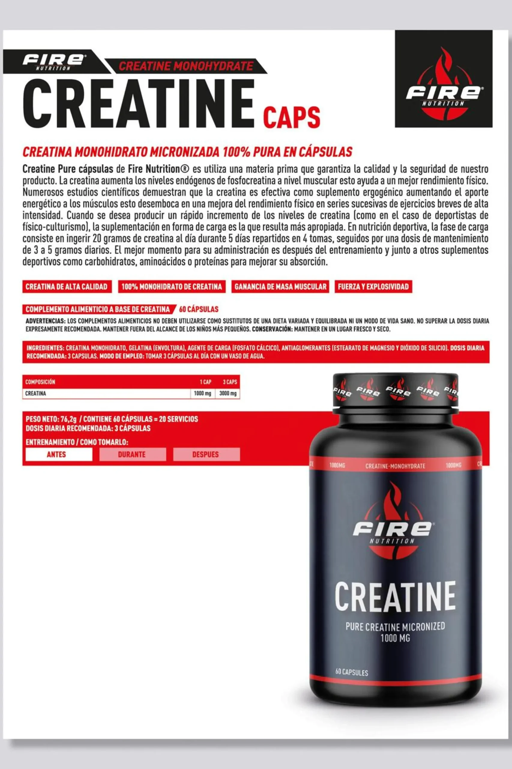 Fire Nutrition Pure Creatine 60caps