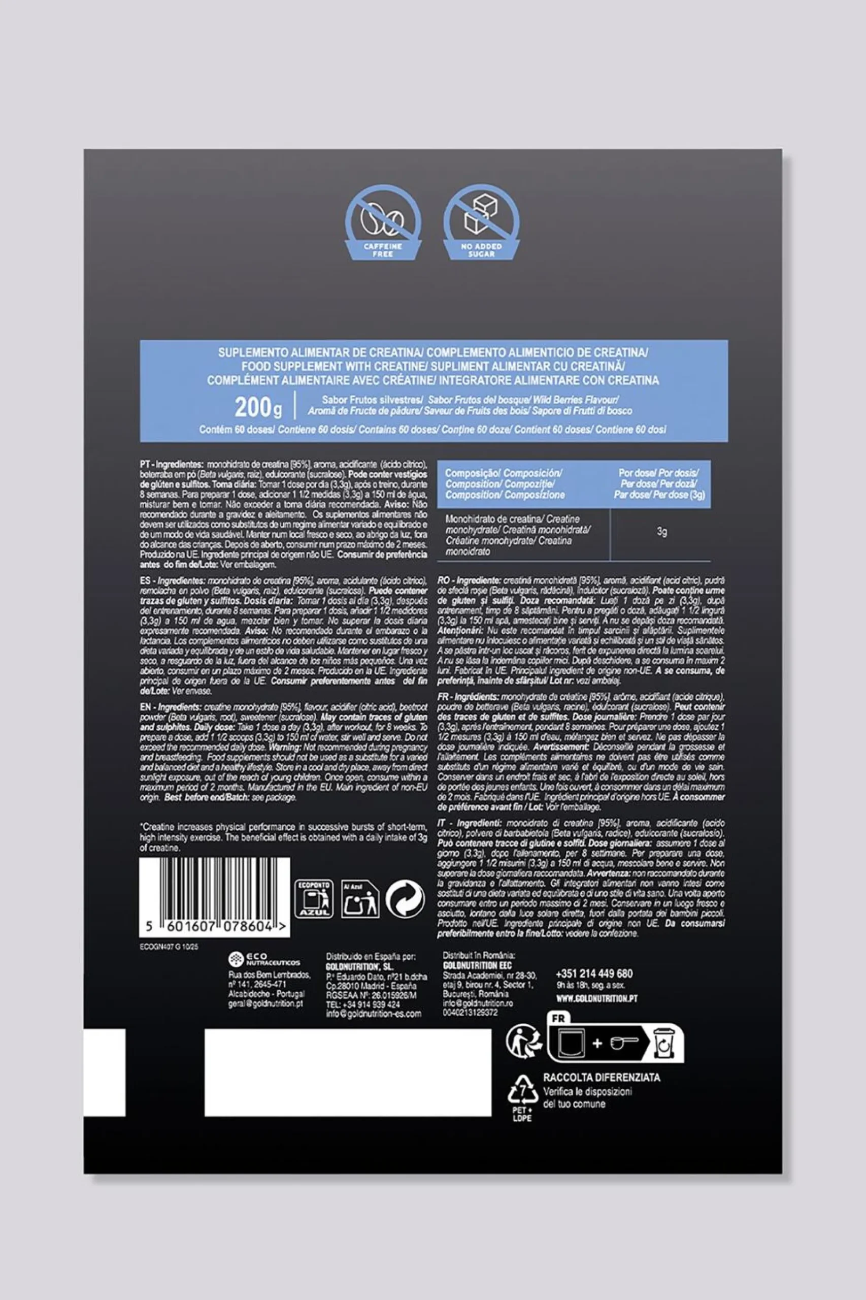 Gold Nutrition Creatine 100% Frutos Bosque