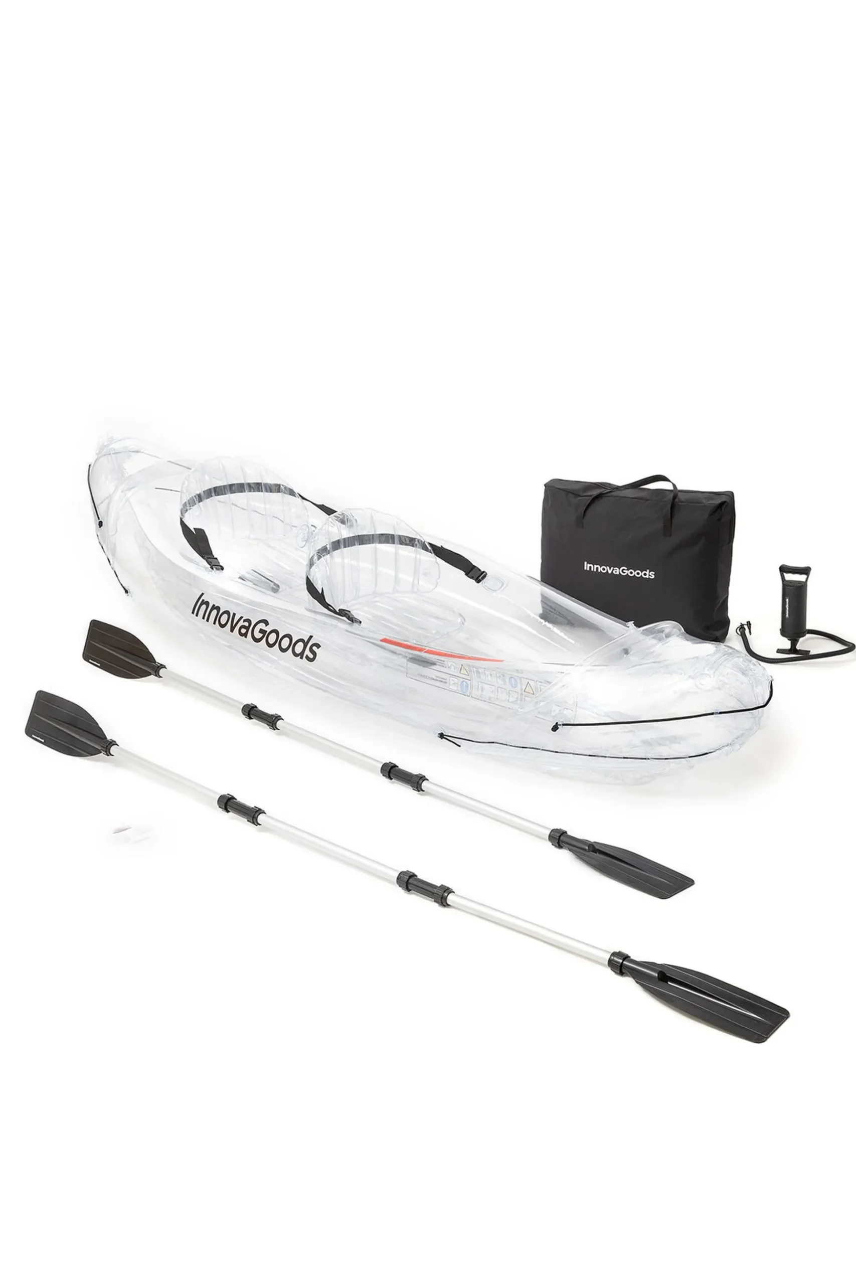 Kayak Hinchable Transparente Con Accesorios Paros Innovagoods 312 CM 2 Plazas