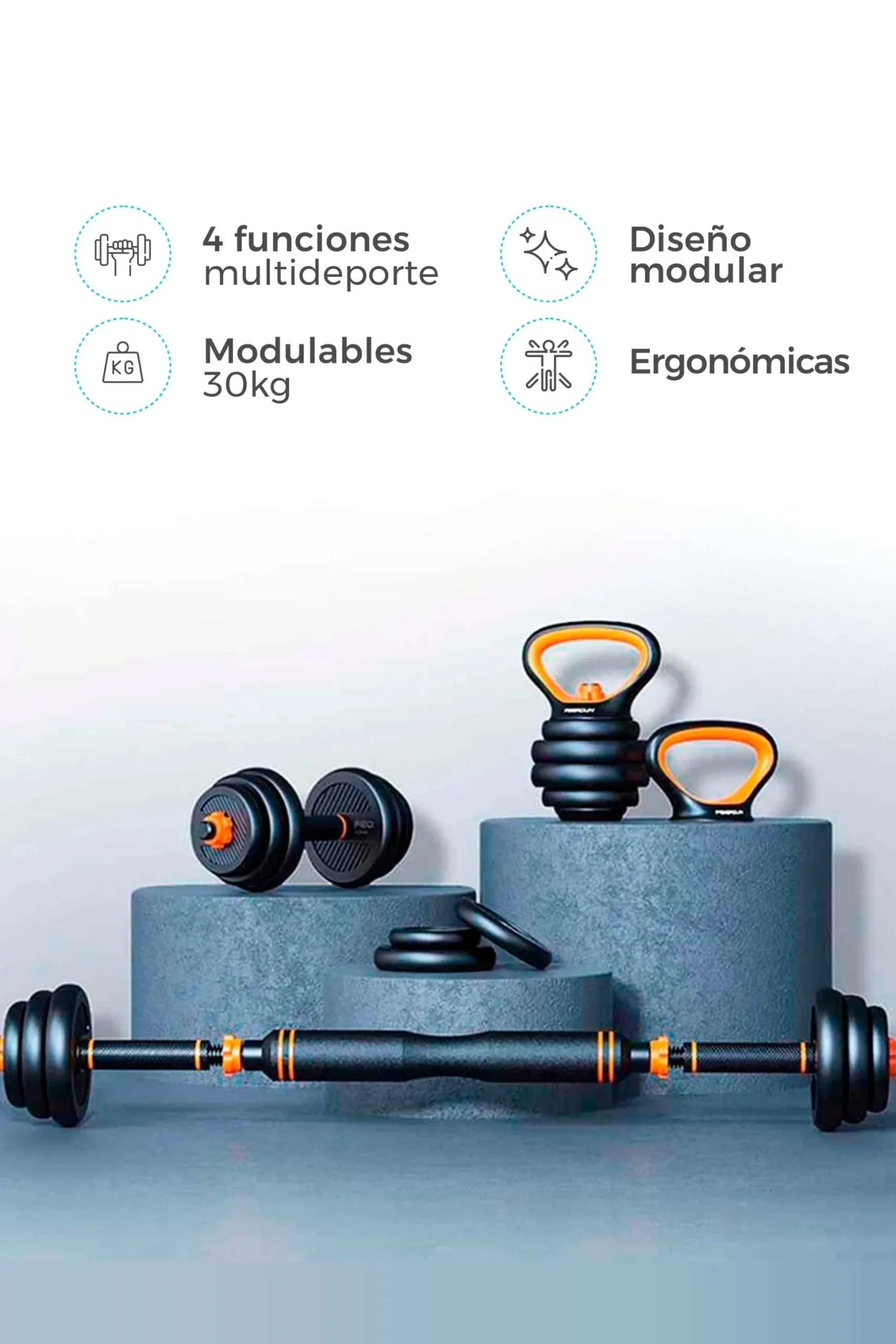 Kit Mancuernas, Barra Y Pesa Rusa Xiaomi 30 Kg