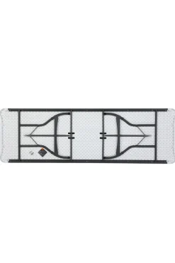 Mesa Rectangular Patas Plegables Blanco Efecto Granito Lifetime 244x76x74 CM