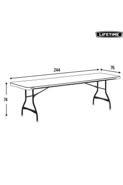 Mesa Rectangular Patas Plegables Blanco Efecto Granito Lifetime 244x76x74 CM