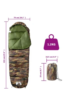 Saco De Dormir De Tipo Momia Vidaxl Para Exterior 222 X 74 CM