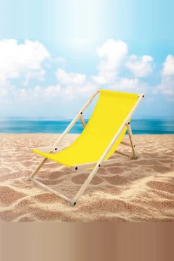 Silla De Playa Plegable De Madera Tumbona Amarilla De Jardín Hamaca Impermeable