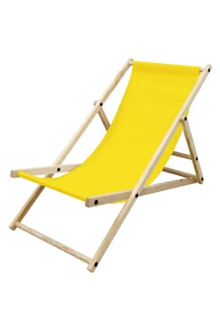 Silla De Playa Plegable De Madera Tumbona Amarilla De Jardín Hamaca Impermeable