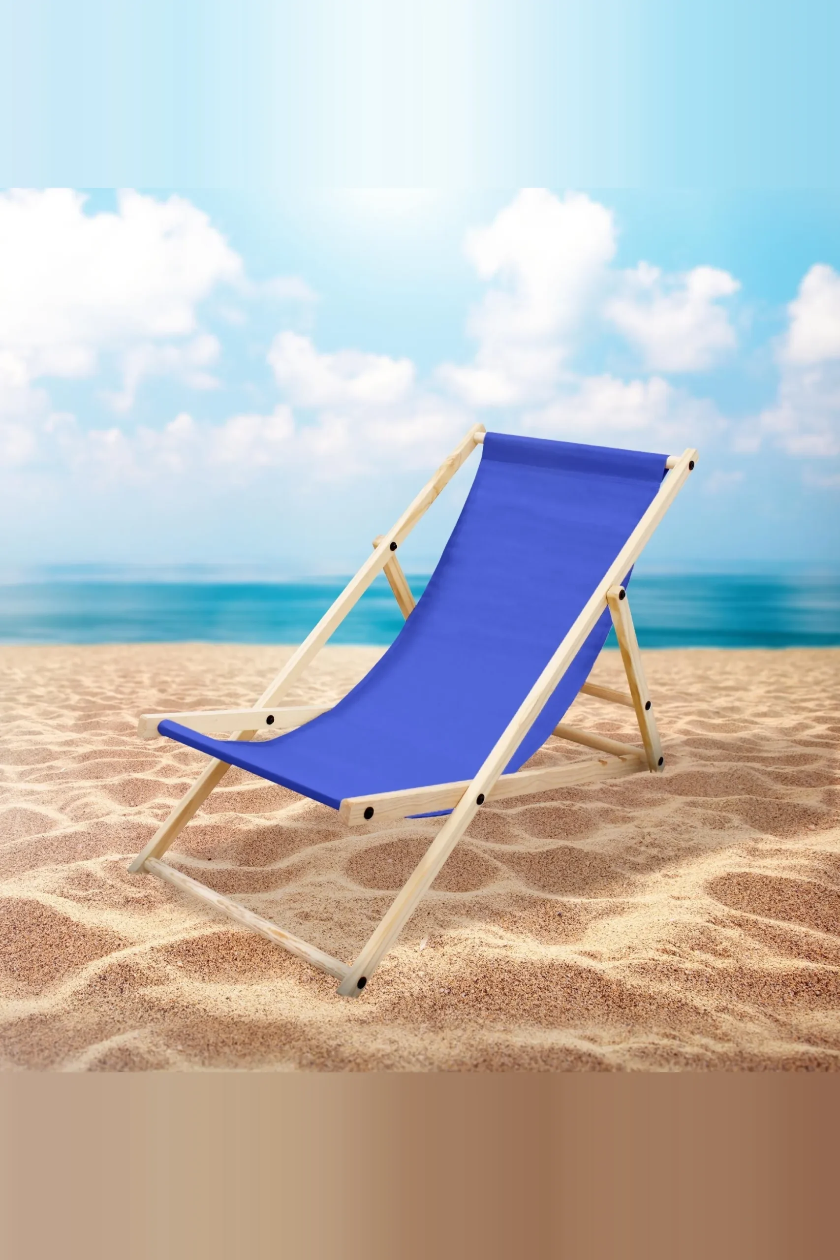 Silla De Playa Plegable Madera Tumbona Azul Oscuro De Jardín Hamaca Impermeable