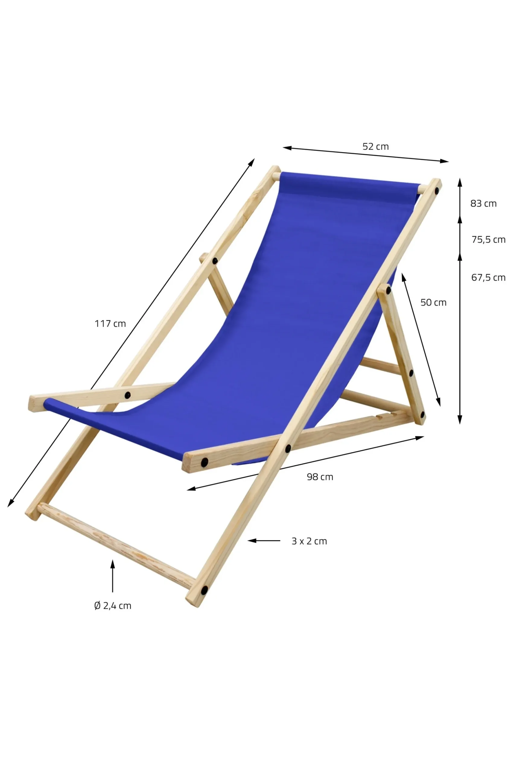 Silla De Playa Plegable Madera Tumbona Azul Oscuro De Jardín Hamaca Impermeable