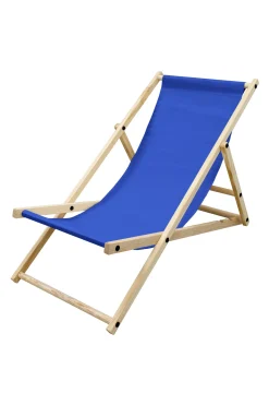 Silla De Playa Plegable Madera Tumbona Azul Oscuro De Jardín Hamaca Impermeable