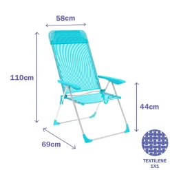 Silla Plegable Marbueno Aguamarina 69 X 110 X 58 CM