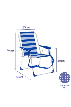 Silla Plegable Marbueno Rayas Azul Blanco 53 X 78 X 56 CM