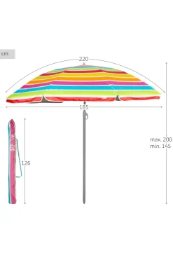 Sombrilla De Playa Inclinable Rayas Multicolor 220 CM Uv50 Aktive