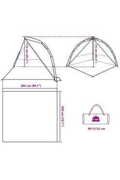 Tienda De Playa Impermeable Apertura Rápida Vidaxl 205x200x115 CM