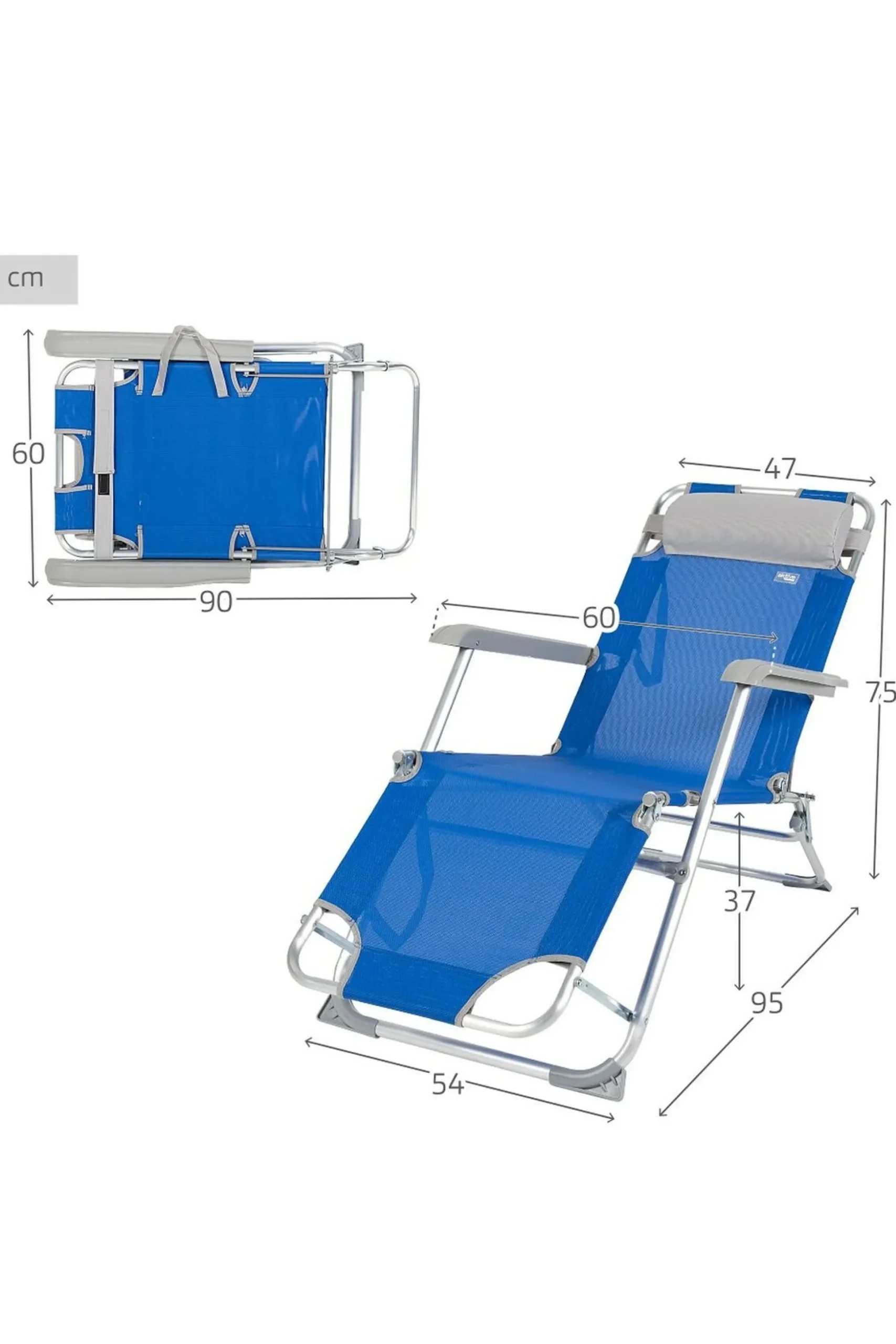 Tumbona Reclinable Aktive Azul 153 X 33 X 47 CM